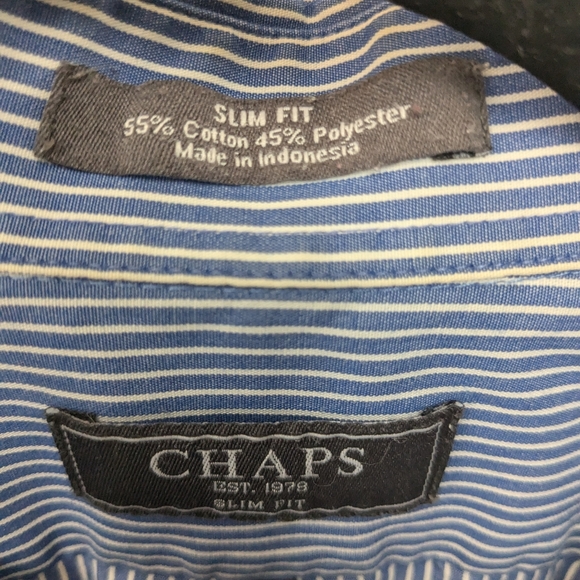 CHAPS Slim fit Striped Button-Down Dress Shirt, Sz. 34/35 MEDIUM - Picture 3 of 7